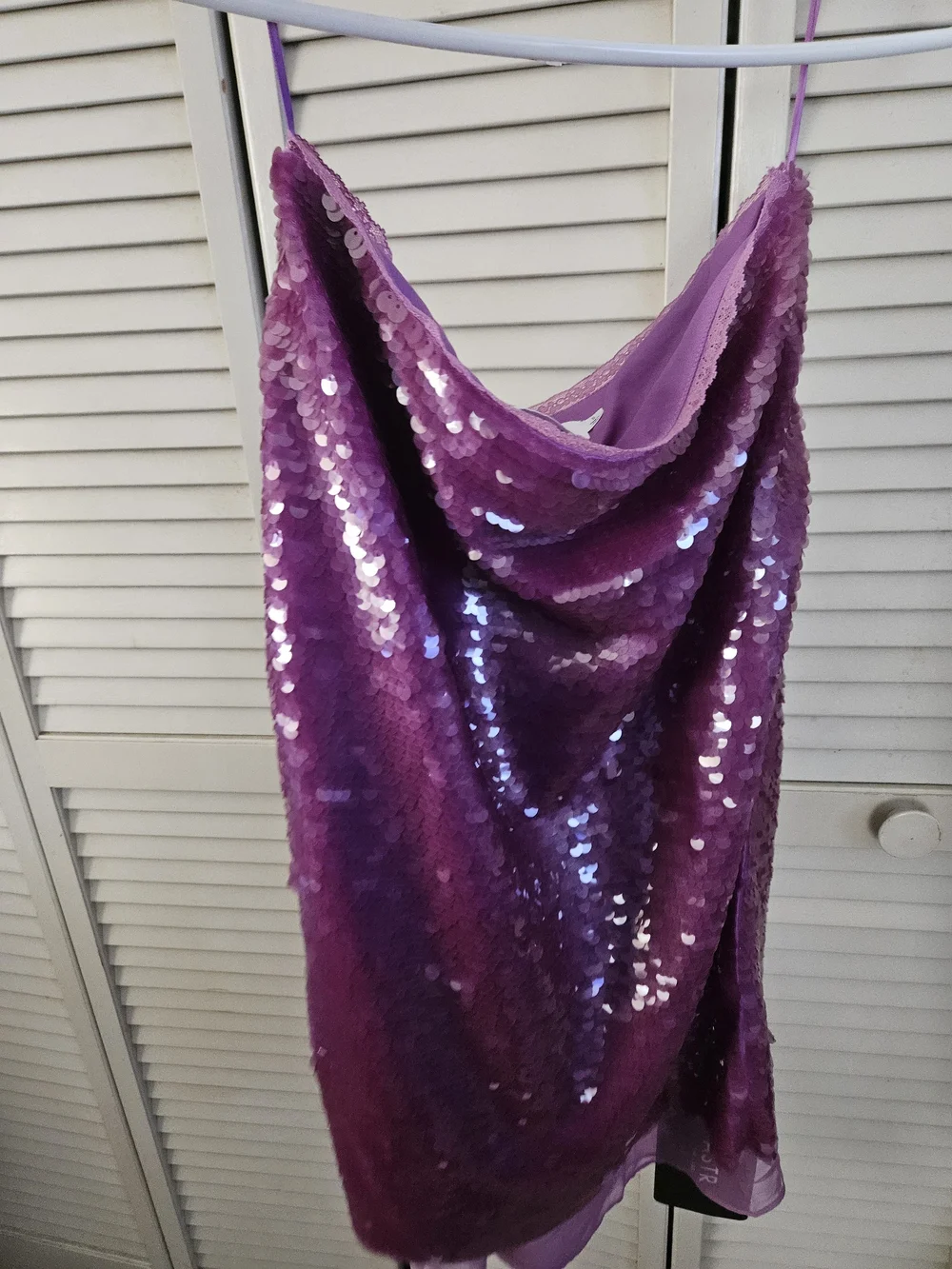 Astr Purple Sequin Midi Skirt